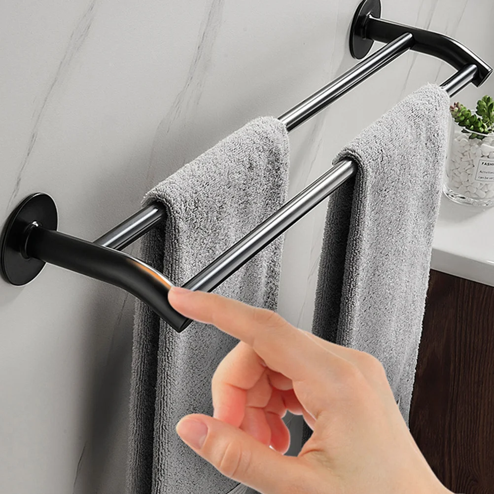 

1Pcs Dual-Pole Towel Stand Good Quality Material Reliable Performance Multi-Functional Storage Rack Bathroom Kitchen