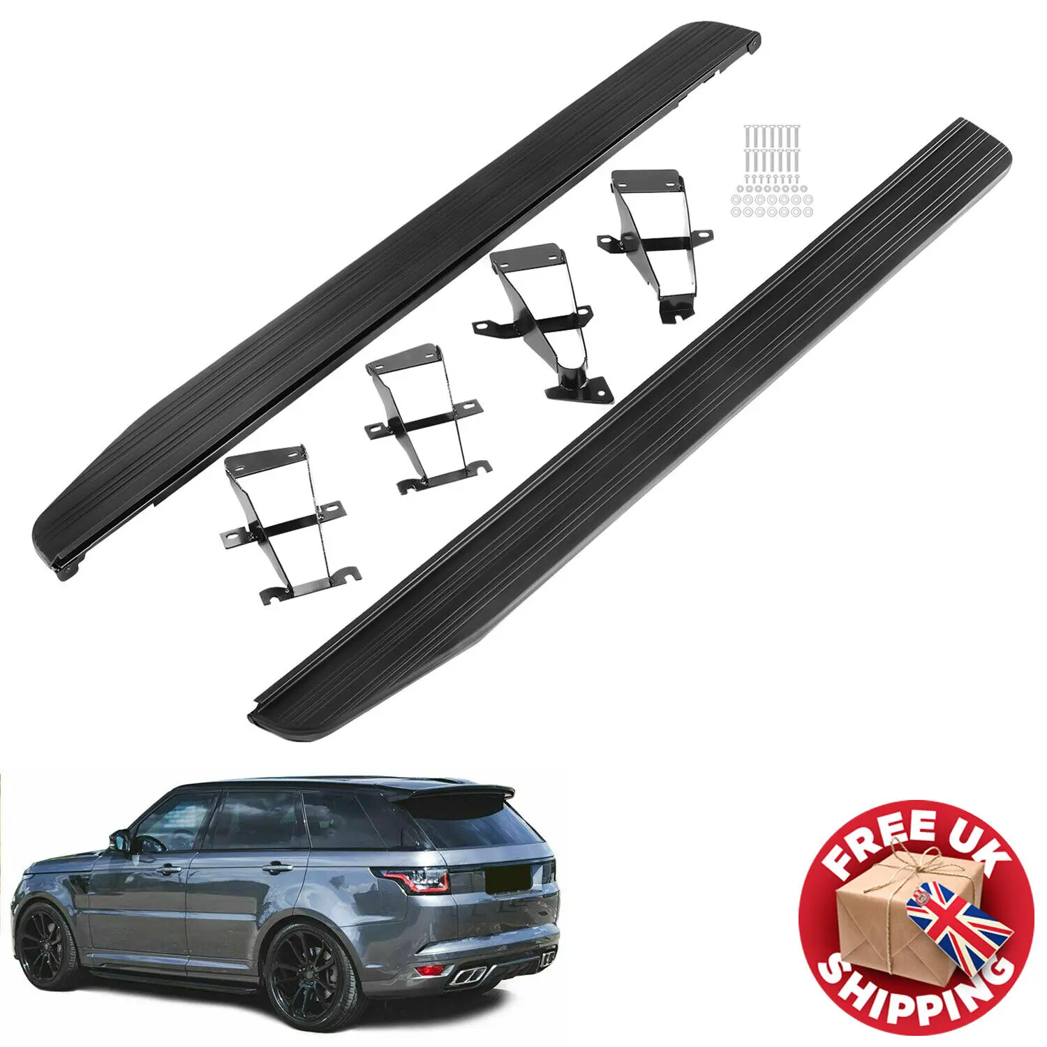 BLACK ALUMINIUM SIDE STEPS RUNNING BOARDS FOR RANGE ROVER SPORT VOGUE L405 L494