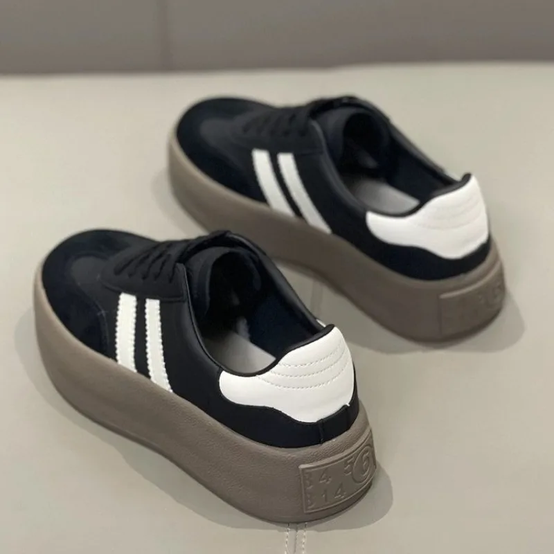 أحذية كاجوال عصرية للربيع والخريف بنعل سميك، أحذية رياضية، أحذية فردية بنعل ناعم من الجلد الطبيعي 2025