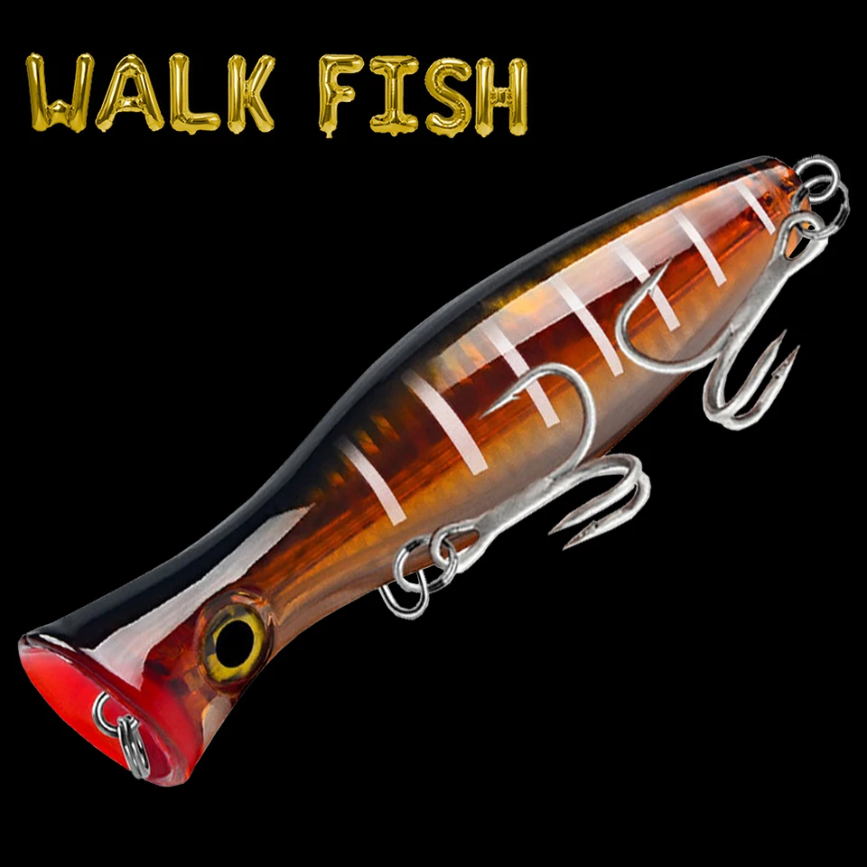 Big Popper Sea Fishing Lure, Top Water Wobbler, Laser plástico, Hard Isca Artificial, Ferramenta de pesca do robalo, 12cm, 43g, 1Pc