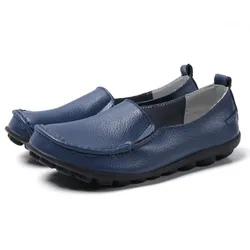 Women Flats Genuine Leather Fashion Footwear Women Shoe Moccasins Shoes Women Slip On Flat Shoes Soft Plus Size Tenis Feminino