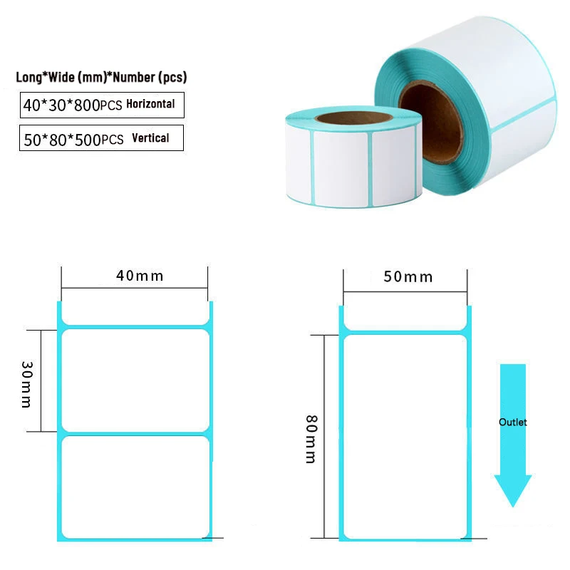 Sticker Lege Etiketten Voor Thermisch Papier Desktop Label Printer Barcode Afdichting Stickers Kantoorbenodigdheden