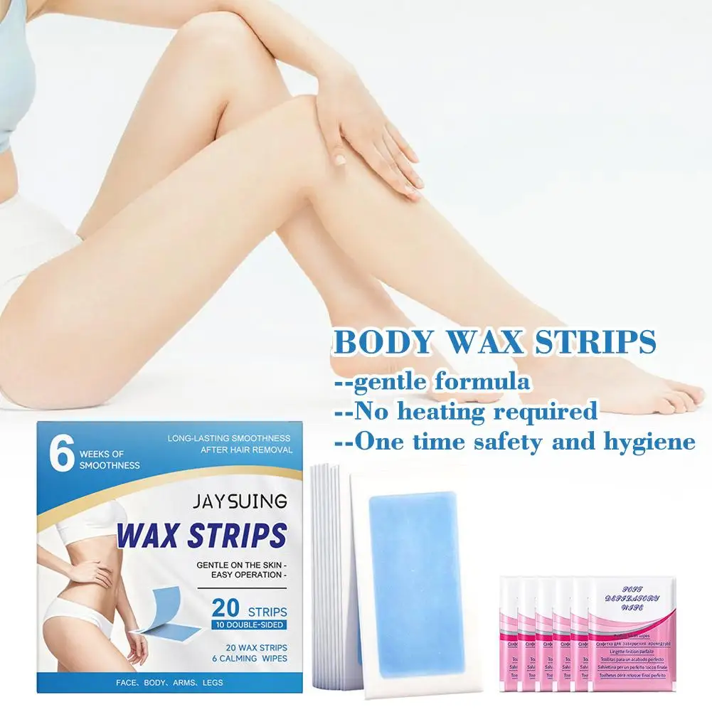 10 قطعة شرائط شمع إزالة الشعر مزدوجة الجانب إزالة الشعر نعومة دائمة ورق شمع بارد محمول للوجه جسم الساق