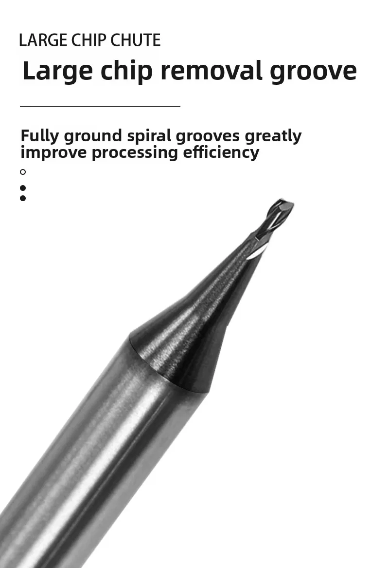 HRC68 Micro Diameter Tungsten Carbide End Mills D0.1-0.9 Flat Milling Cutter for Stainless Steel R0.05-0.45 Ball Nose