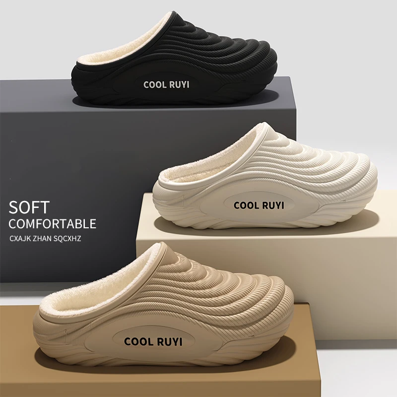 

Водонепроницаемые домашние хлопковые тапочки из ЭВА, женские зимние теплые домашние тапочки с плюшевой подкладкой, 2024, женские нескользящие домашние туфли на плоской подошве