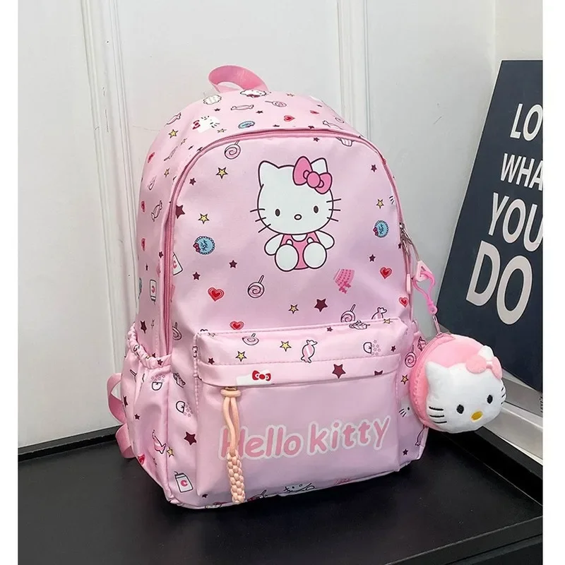 Sanrio Hello Kitty Kuromi Children Backpack Primary School Students Burden-Reducing Large-Capacity School Bags Girl Anime Bags