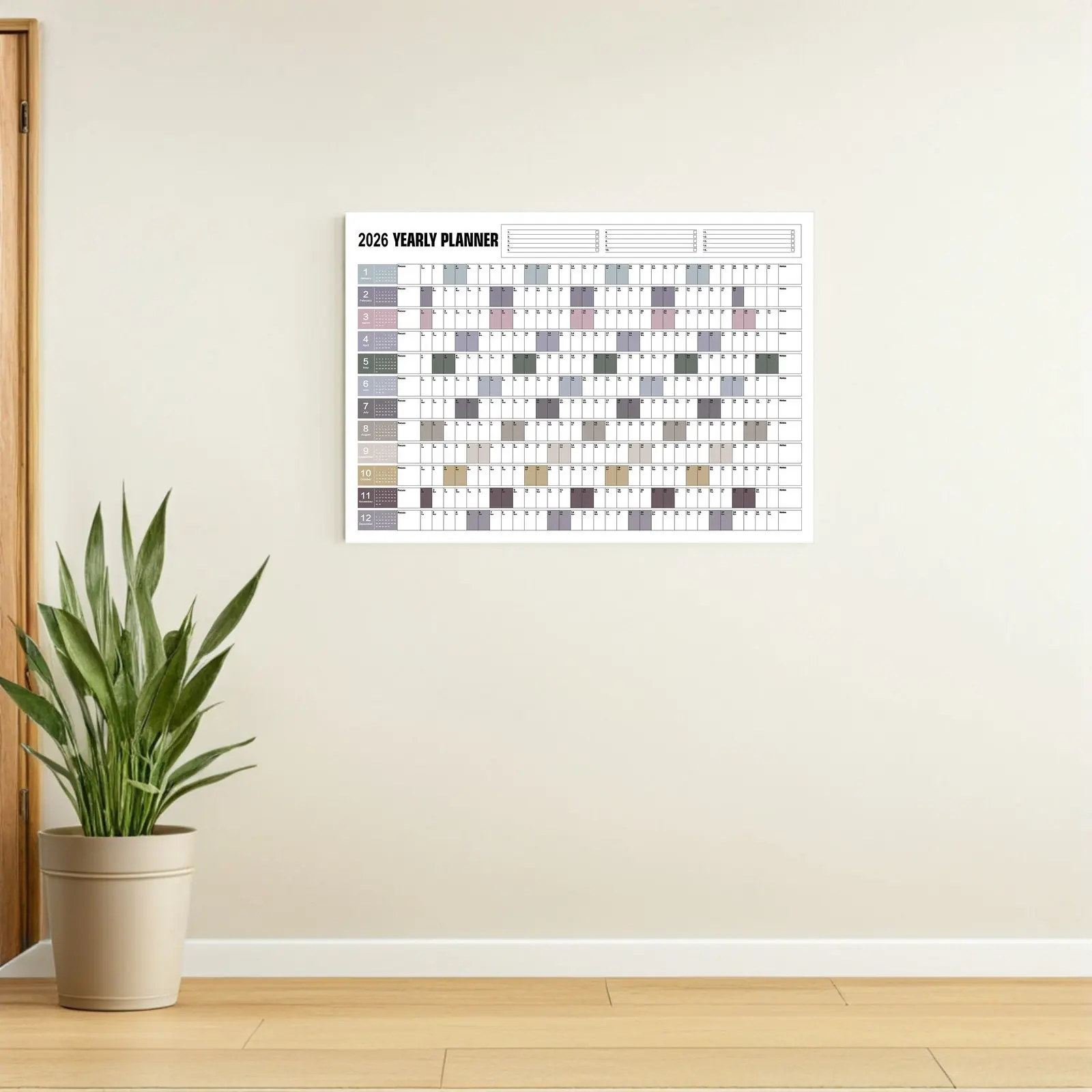 

Large 2026 Yearly Wall Calendar Poster Jumbo Monthly Planner Paper Full Year Family Office School Organizer Big Calendar