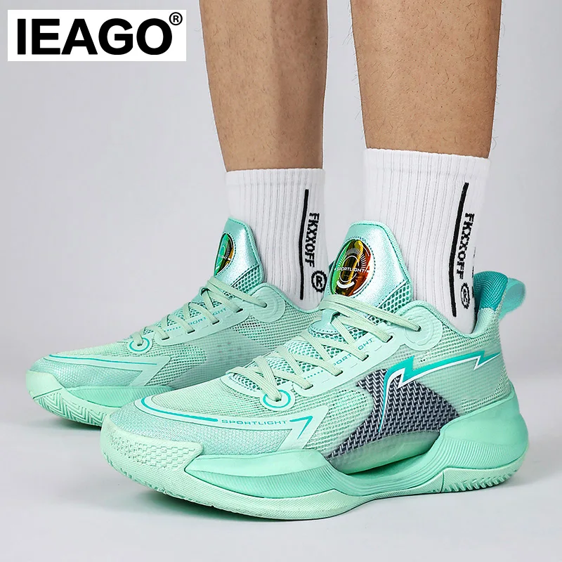 IEAGO Original Spike Running Shoes for Men Casual Breathable Cushion Footwear Outdoor Jogging Sports Basketball Sneakers