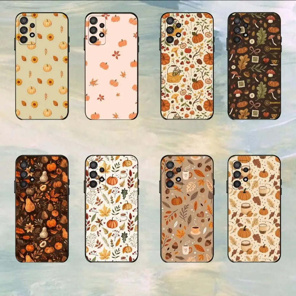 

Autumn Leaves Pumpkin Phone Case For Samsung S25,S24,S21,S22,S23,S30,Ultra,S20,Plus,Fe,Lite,5G Black Cover