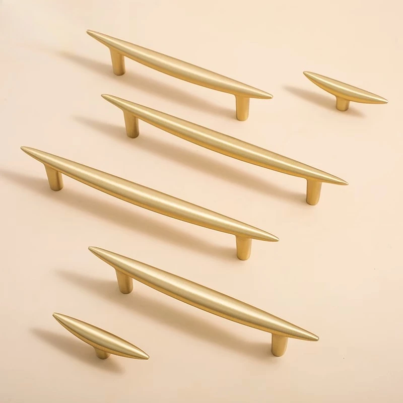 بسيطة الشمال نمط الصلبة النحاس مقبض خزانة درج ضوء الفاخرة النحاس النقي اليدوية مقبض الذهب