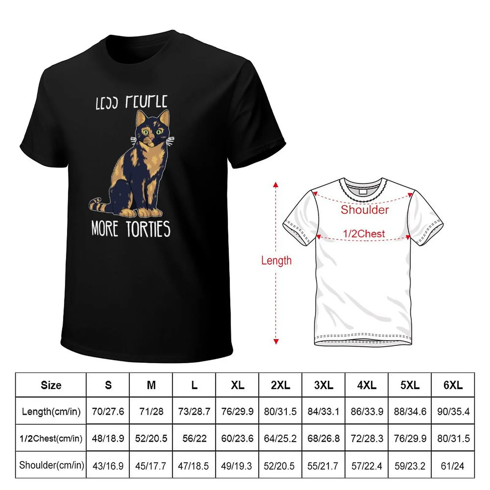Less People More Torties Tortoise Shell Cat T-Shirt Holiday Casual Short Sleeve Top