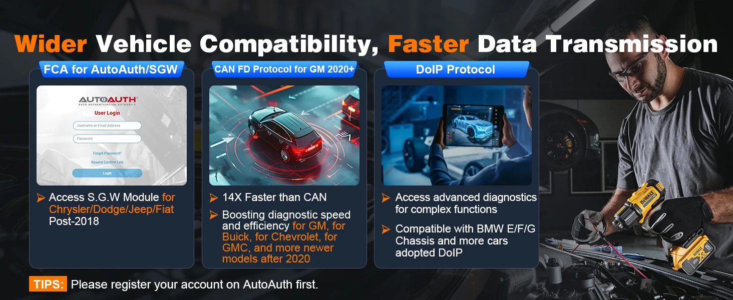 XTOOL D9S Intelligentes Auto-Diagnosegerät ECU-Codierung 45 Reset-Funktionen Schlüsselprogrammierung FCA AutoAuth DOIP CANFD Topologie Automobil-Scanner – Detail 8