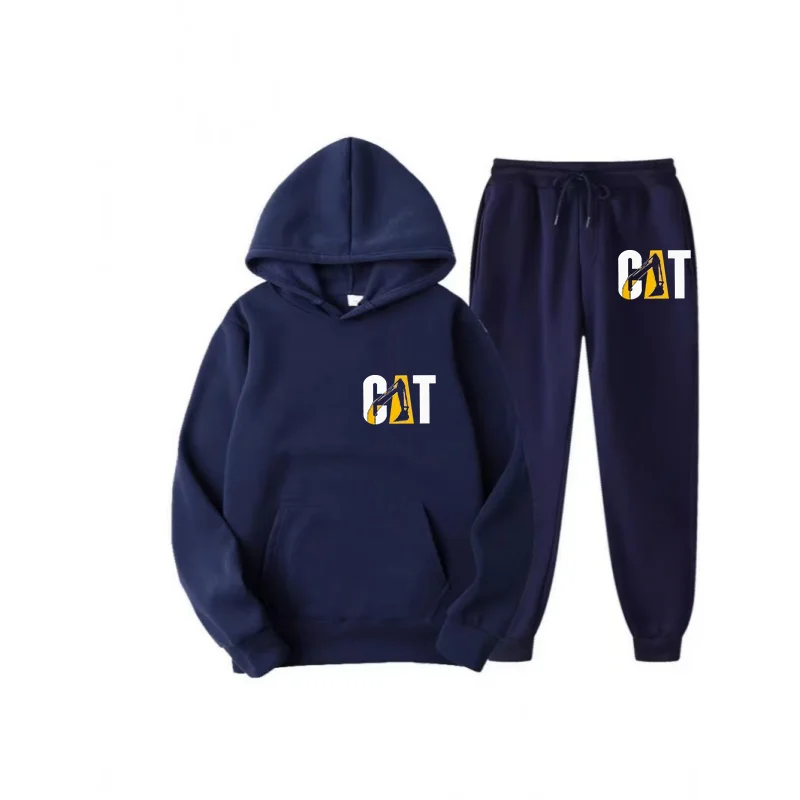

Men's and women's long-sleeved hooded sweatshirt set, featuring a drawstring design, casual sportswear, and fashion trend