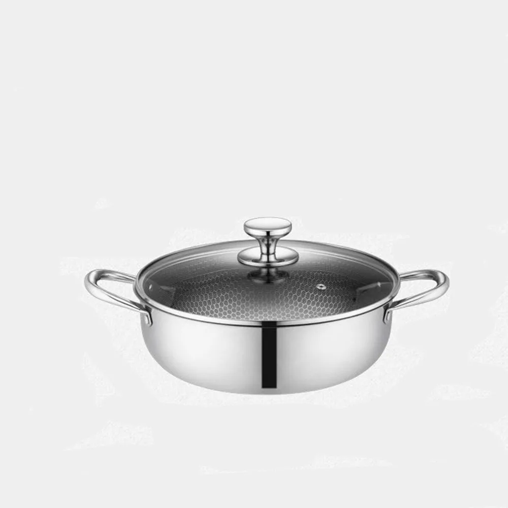 410 Stainless Steel Soup Pot Wok Honeycomb Nonstick Pot Household With Lid Cookware Hot Pot Induction Cooker Gas Stove Universal