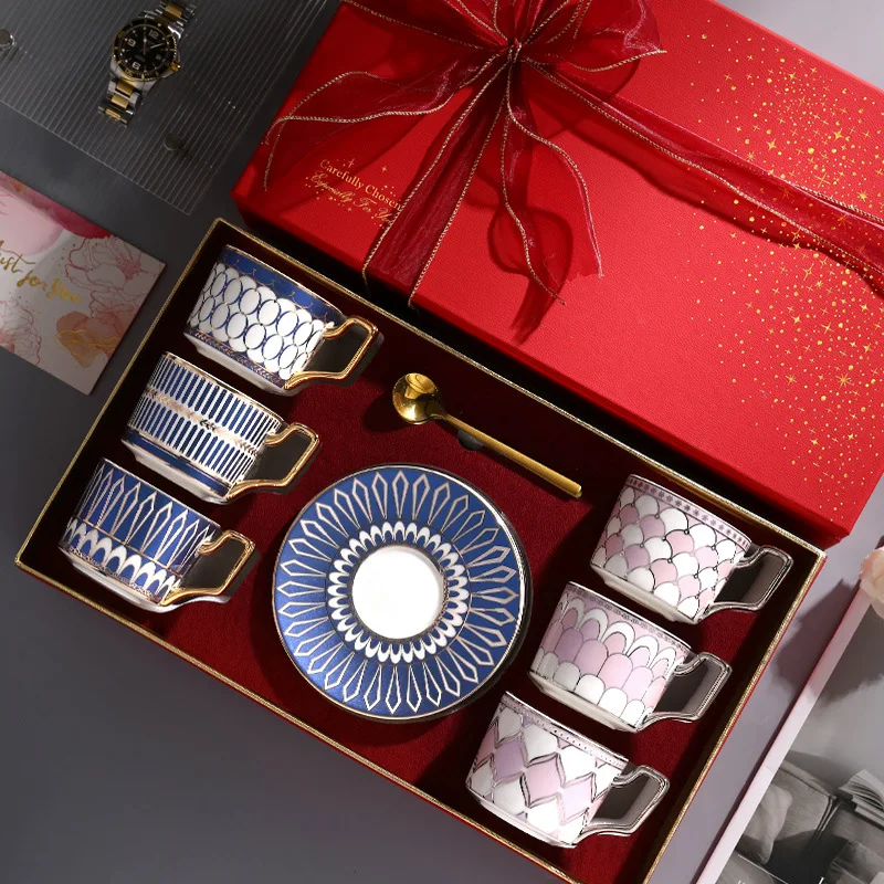 European light luxury coffee cup small luxury ceramic coffee cup saucer set small exquisite household afternoon tea cup water