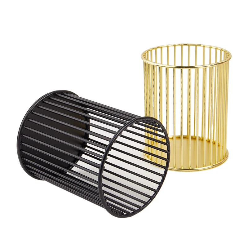 【M】Nordic Hollow Out Makeup Brush Holder Organizer Cylindrical Practical Pen Holder Portable Cosmetic Organizer Bucket