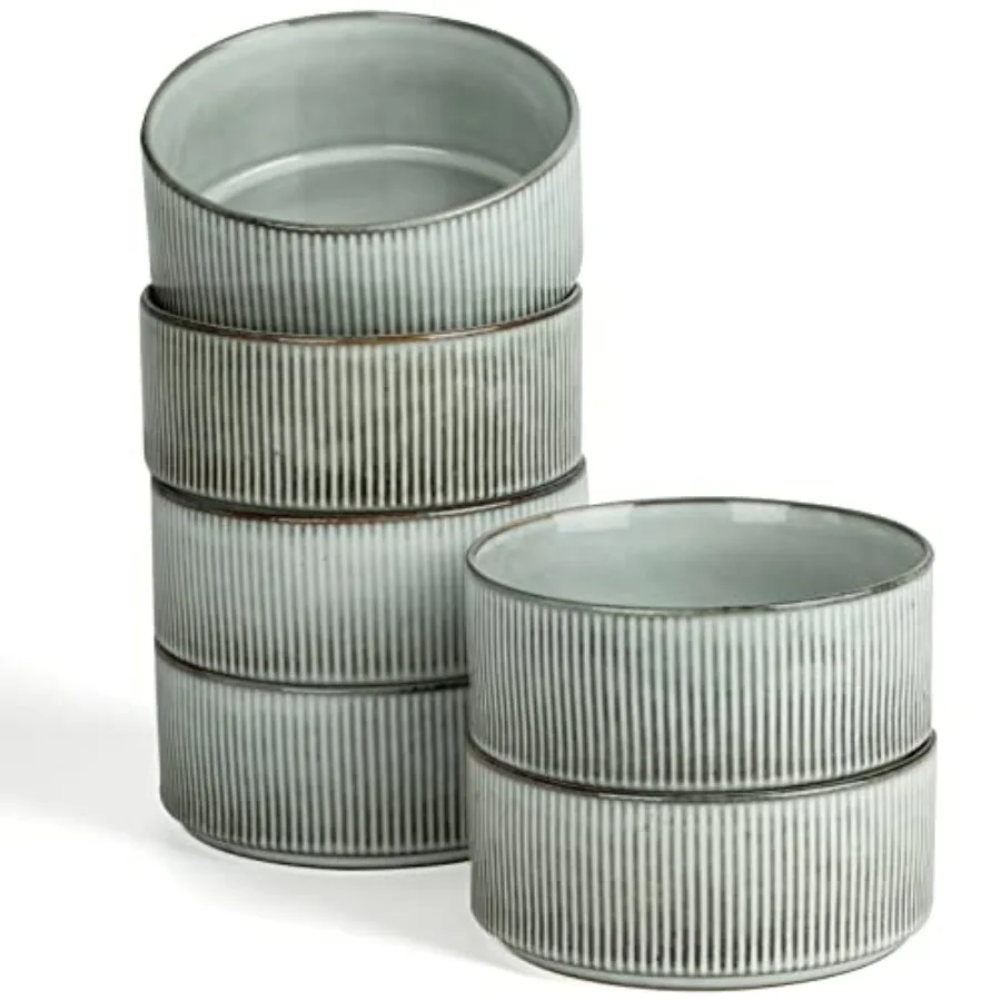 

Набор глубоких суповых мисок Star Cereal Bowl, 6 штук, с двойной реактивной глазурью, штабелируемые, 23 унции, подходят для хлопьев, попкорна, овсянки и др.