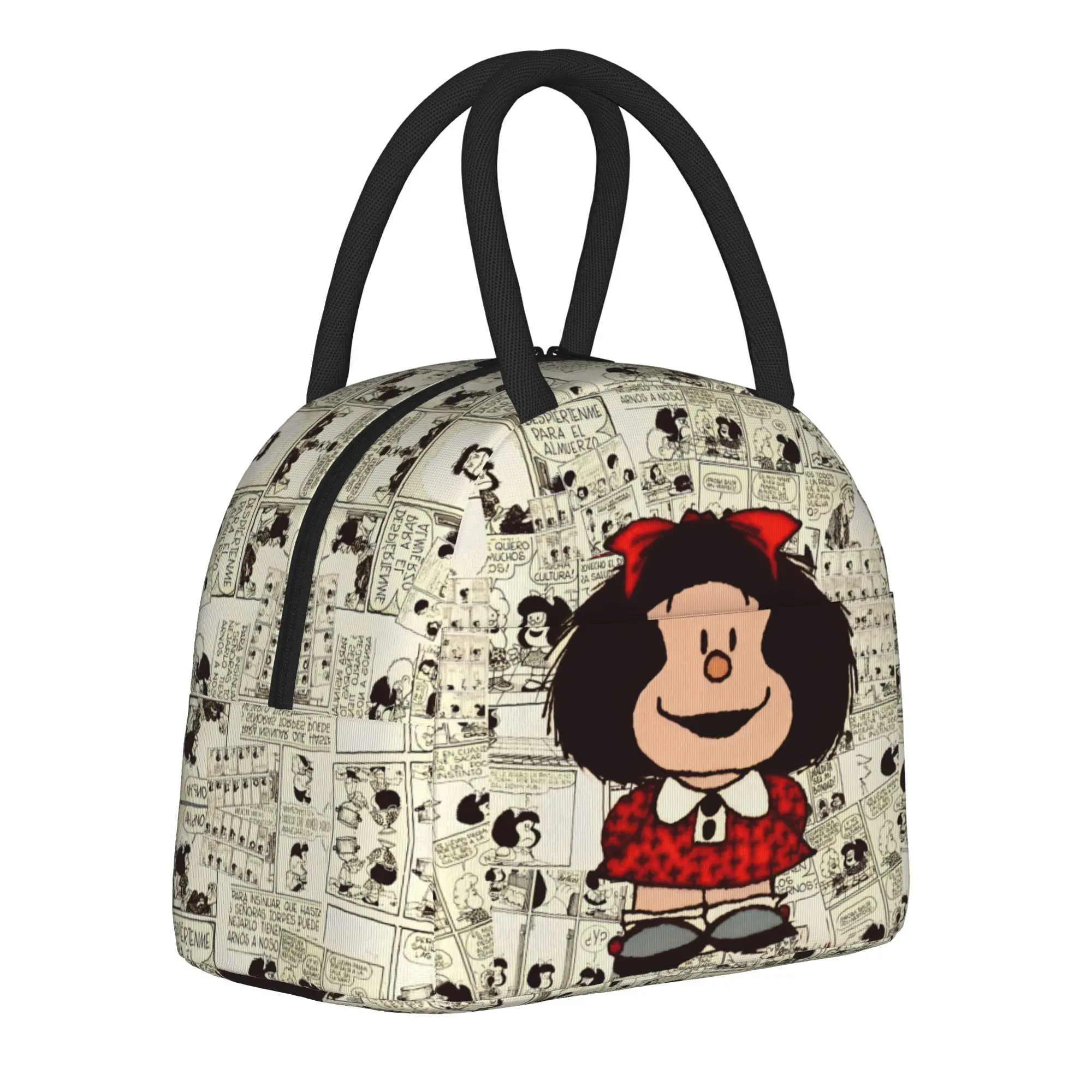 Mafalda Anime Insulated Lunch Bags Cooler Bag Reusable,Meal Container Cartoon Leakproof Tote Lunch Box Bento Pouch School