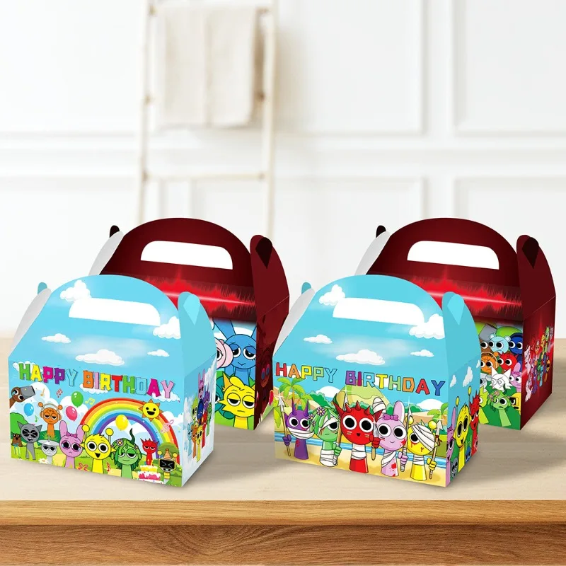 Nieuwe Sprunki Bonbondoos Kinderen Verjaardag Decoratie Spel Thema Papieren Dozen Cake Cookie Goody Bags Jongen Meisje Feestartikelen Geschenktasje