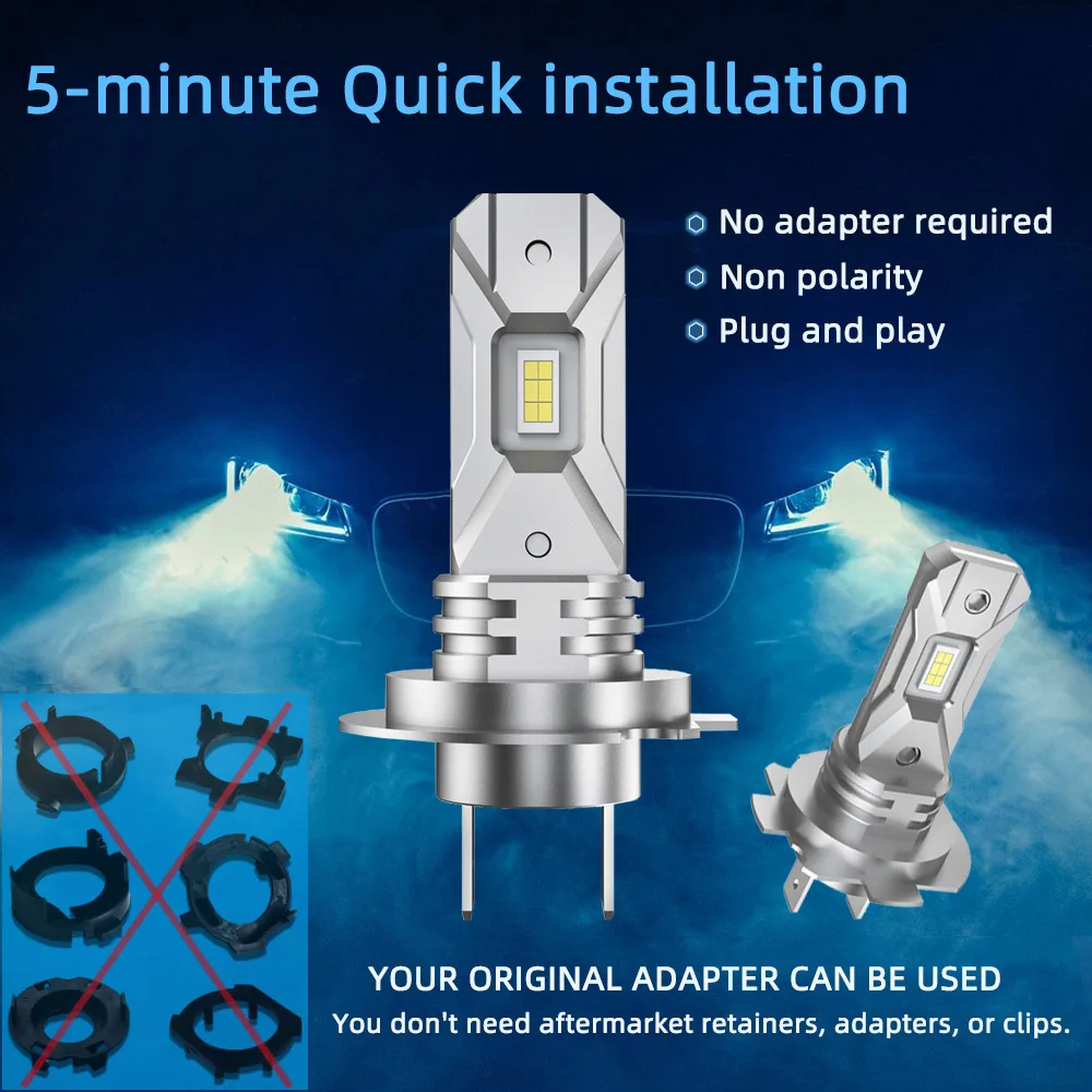 H1 H3 H7 LED CANBUS أضواء السيارة 100 واط 20000LM Led مجموعة مصابيح أمامية لاسلكية صغيرة 6000 كيلو الأبيض 12 فولت CSP لمصابيح ديود السيارات h7led #5