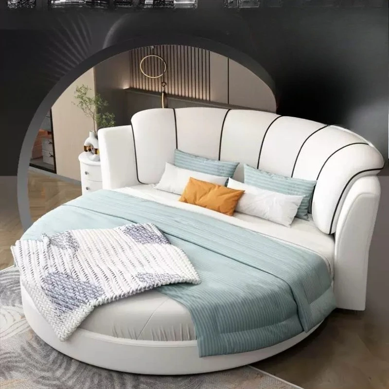 Minimalist Fancy Bed White No Matress Princess French Bed Lounge Round Headboards Camas De Dormitorio House Accessories