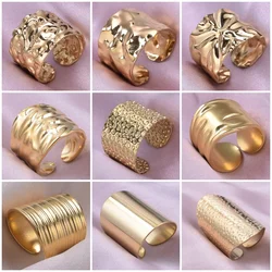Retro Adjustable Design Sense Irregular Geometry Water Ripple Folds Stainless Steel Ring For Men Women Decorate Fingers Jewelry