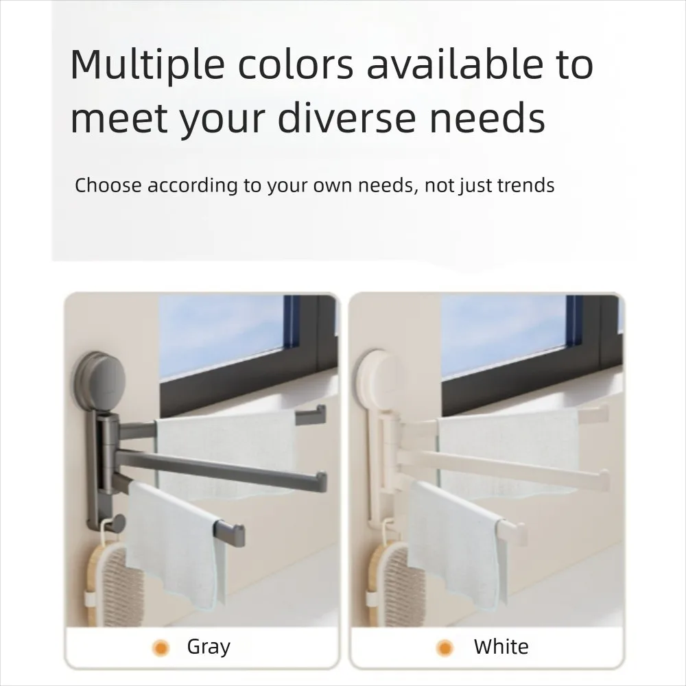 

No Need To Drill Suction Cup Rotating Towel Rack Towel Holder Towel Hanger Multi-bar Folding Rack Rotatable Wall Mounted