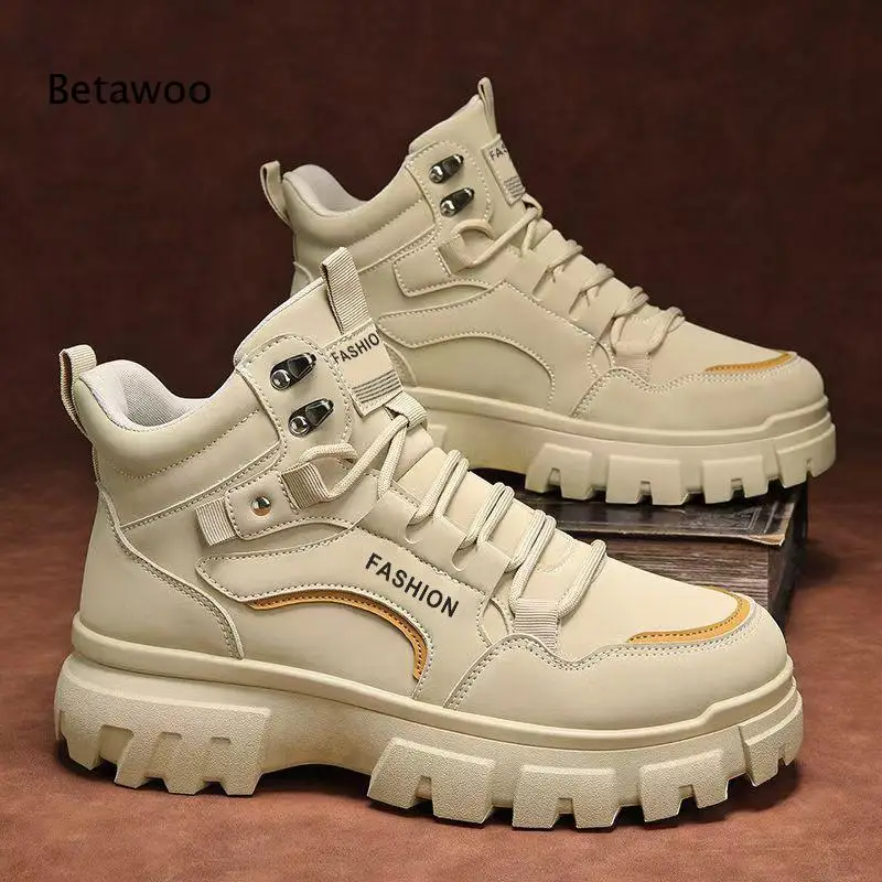 

Adjustable-Lace-Up Rugged-Lug-Sole Urban-Sports Height-Increasing Ankle Boots
