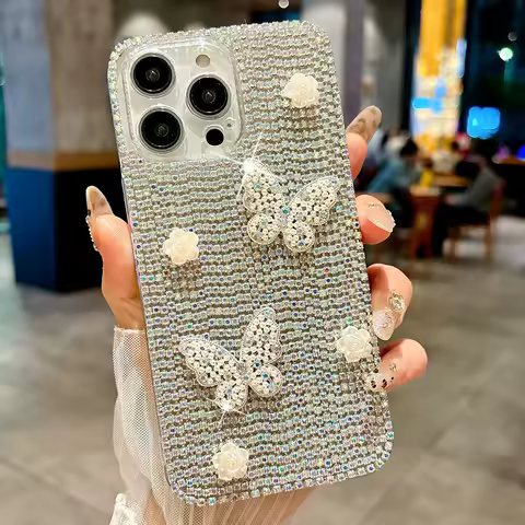 Glitter Butterfly Case For Samsung Galaxy S20 S10 S9 Plus Note20 Ultra A12 A22 A23 A24 A25 A32 A33 A51 A52 A53 A71 A72 A73 A05 S