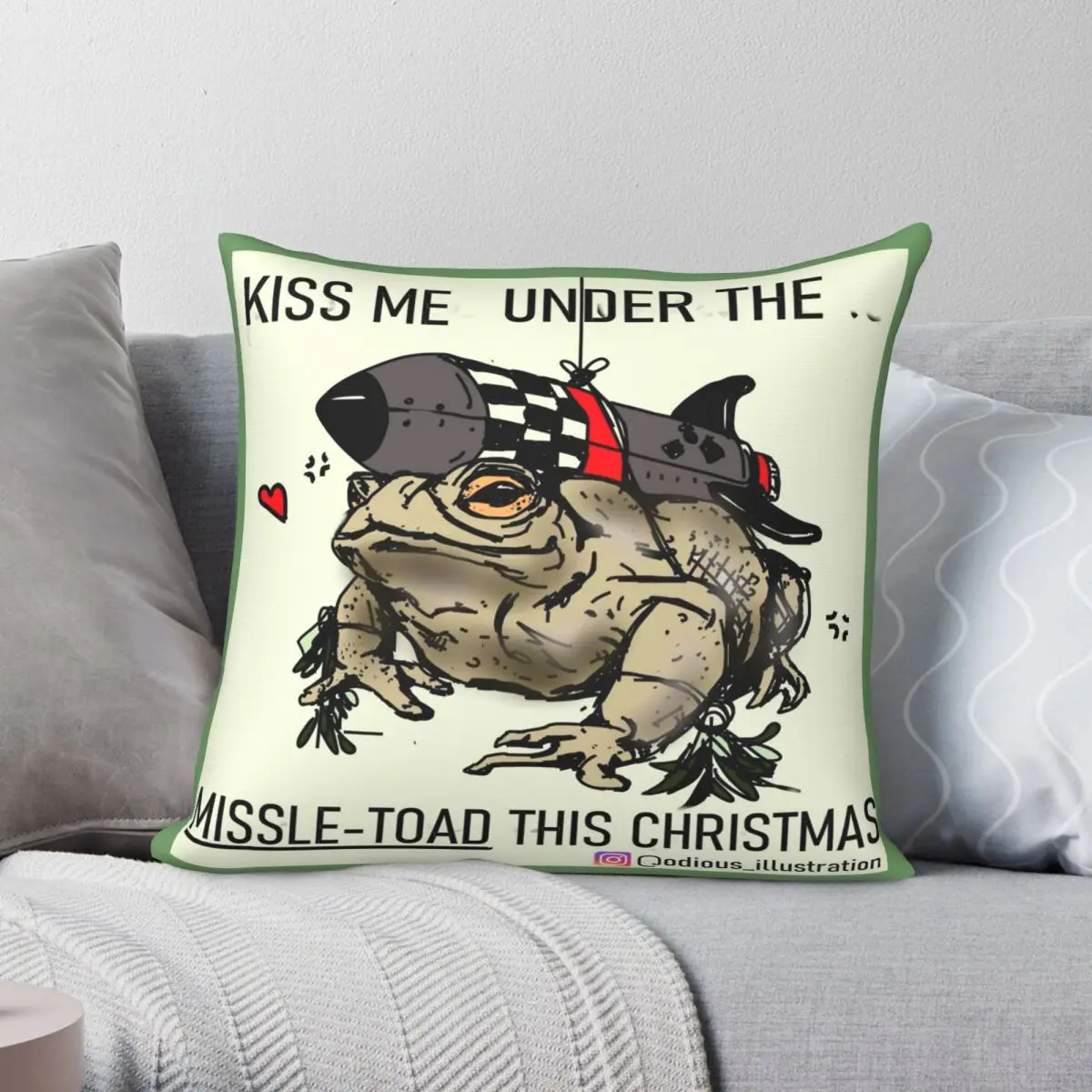 Missle Toad This Christmas Square Pillowcase Polyester Linen Velvet Pattern Zip Decor Throw Pillow Case Home Cushion Cover 45x45