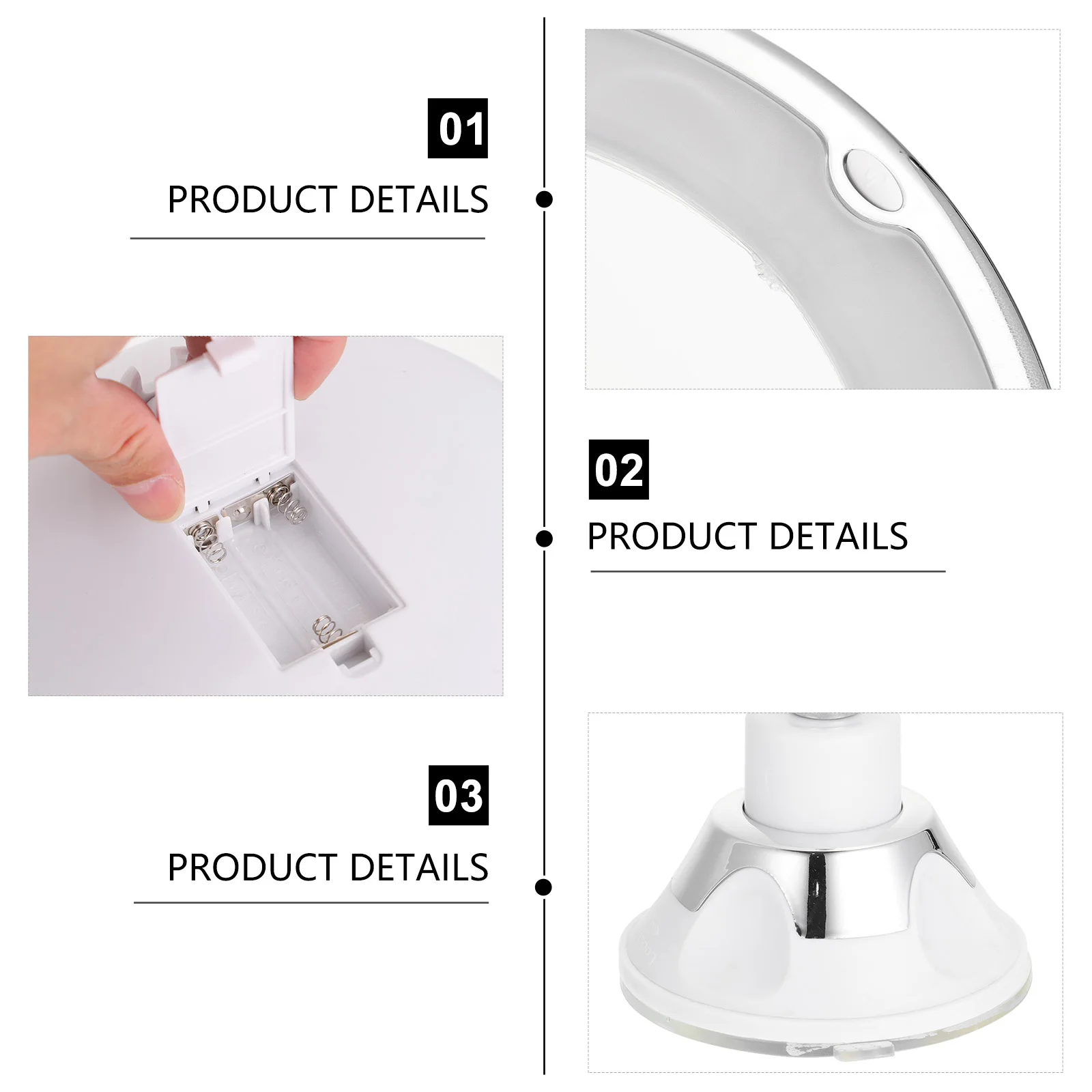 Espejo de maquillaje con aumento de 10X, luz LED, ventosa potente, tocador de mesa para baño, espejo cosmético con aumento para una precisión