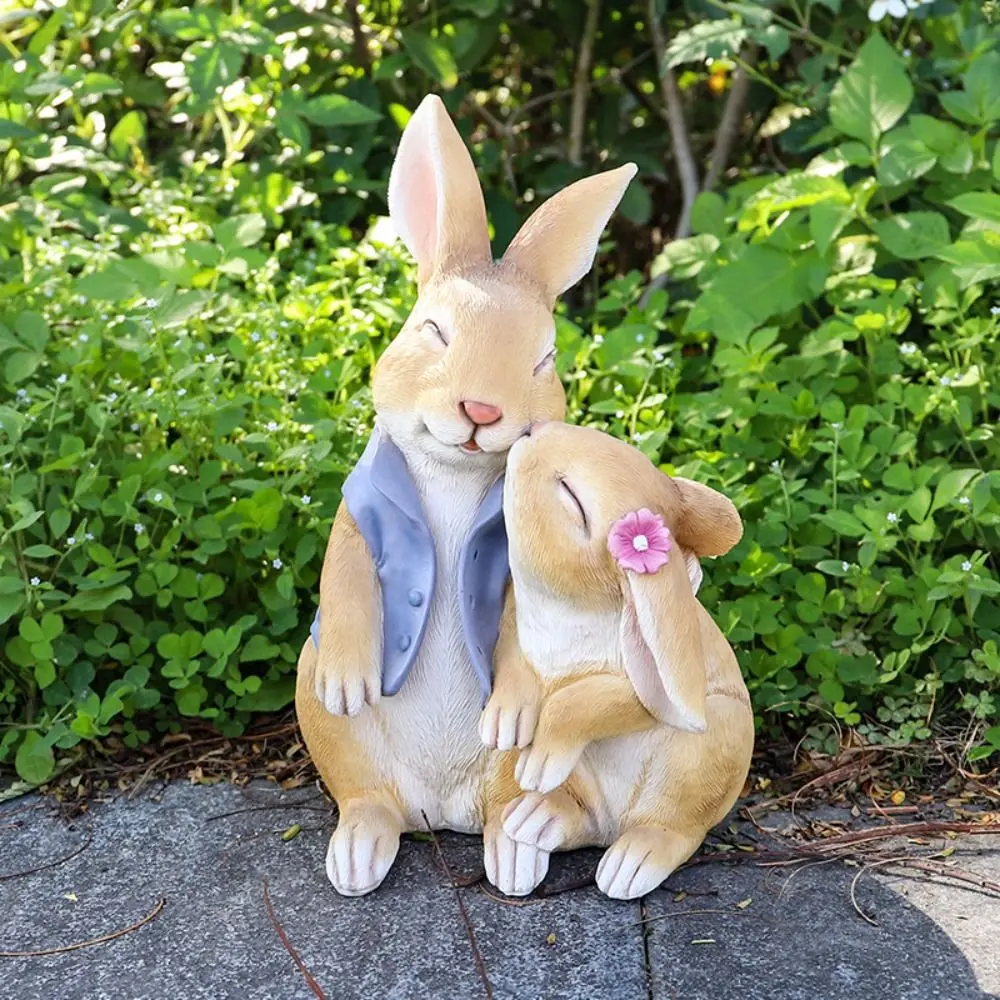 

Crafts Resin Rabbit Figurine Cute Handicraft Bunny Statue Creative Cartoon Animal Sculpture Courtyard