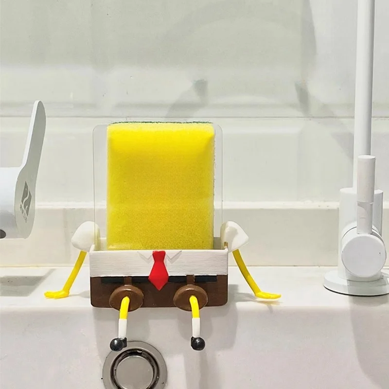 Dishwashing Cartoon Sponge Storage Rack Wash Dish Sink Drain Shelf Household Sponge Holder Support Organizer Kitchen Accessories