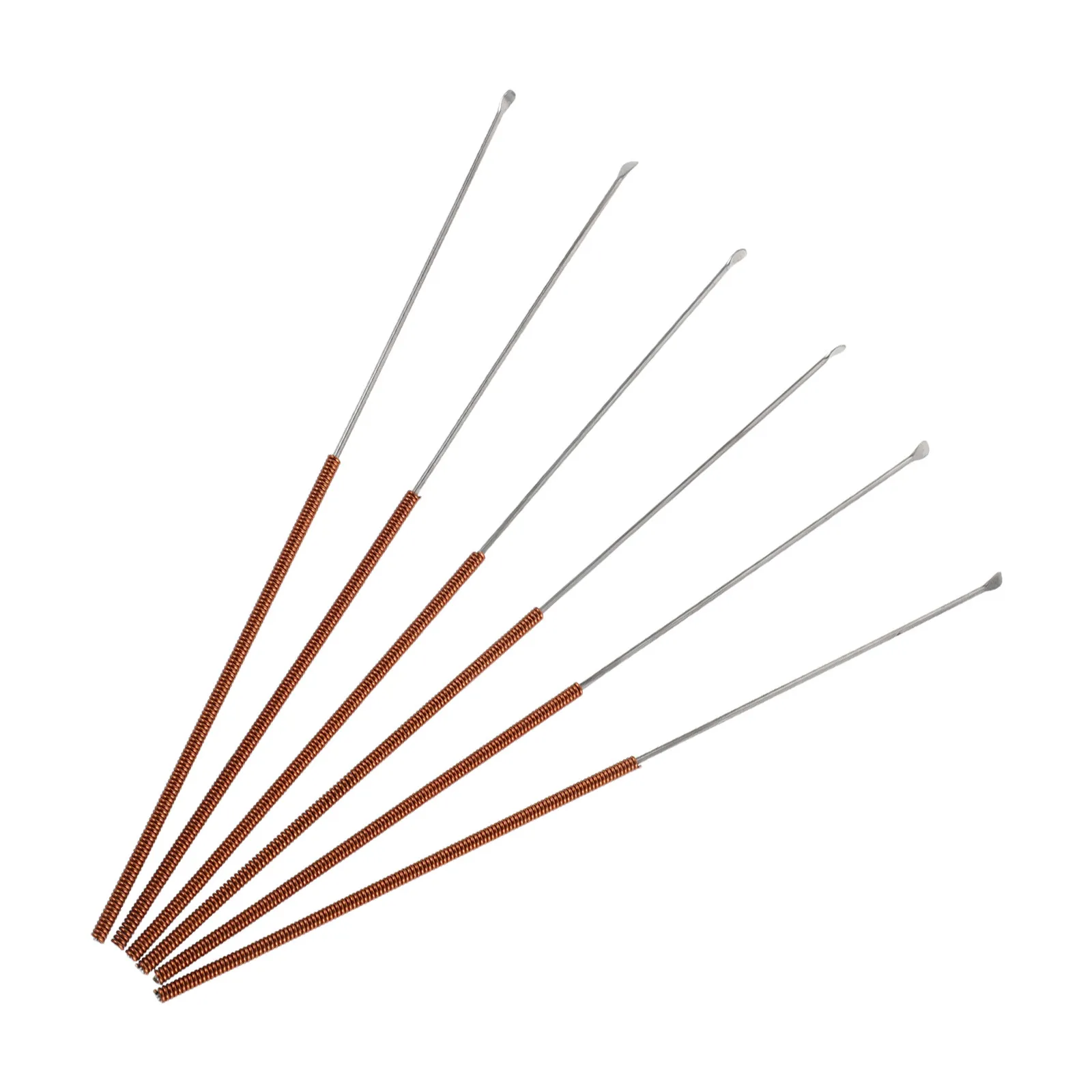 6Pcs Stainless Steel Ear Spoon Purple Copper Handle Precise Earwax Removal Tool Home Travel Use Portable Earwax Cleaner