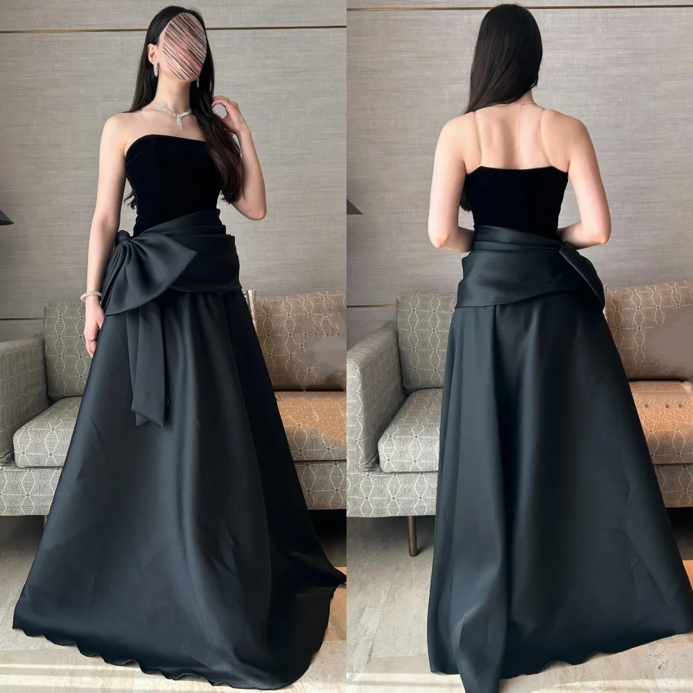 Индивидуальные современные стильные простые джерси с бантом и складками, длинные платья трапециевидной формы без бретелек, платья для особых случаев на заказ, доступны подходящие размеры