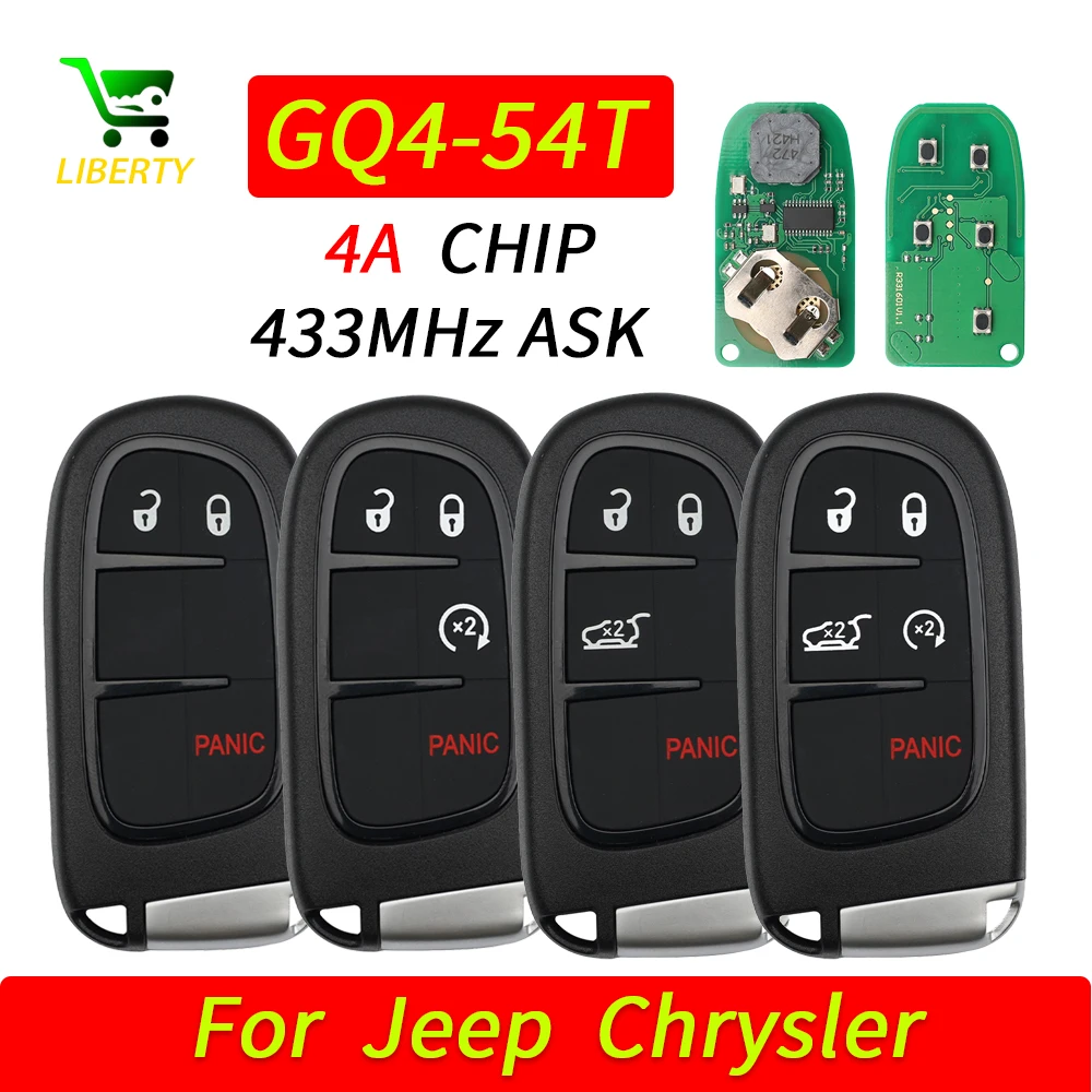 

Liberty GQ4-54T 4A Chip 433MHz Proximity Car Remote Control Key Fob For Jeep Cherokee Dodge Ram 1500 2500 3500 Durango Chrysler