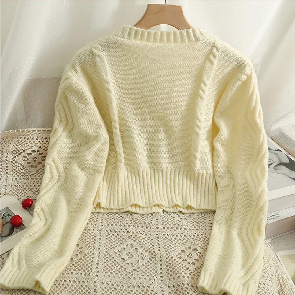 YuooMuoo Chic Fashion Cherry Knitted Cardigan Women Autumn Cute Button Up O-neck Long Sleeve Coat Streatwear Lady Y2K Sweaters