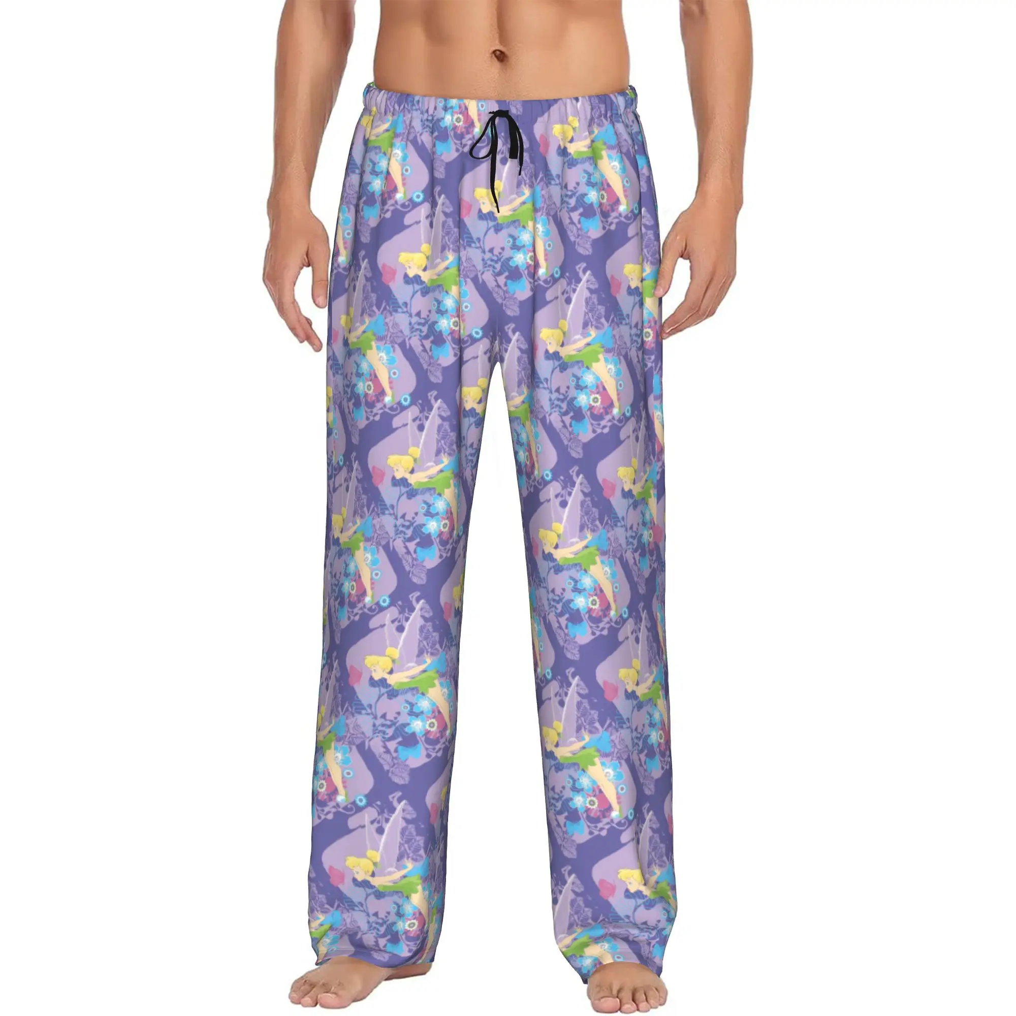 

Custom T-Tinker Anime Bell Cute Cartoon Pajama Pants Men Lounge Sleep Stretch Sleepwear Bottoms with Pockets