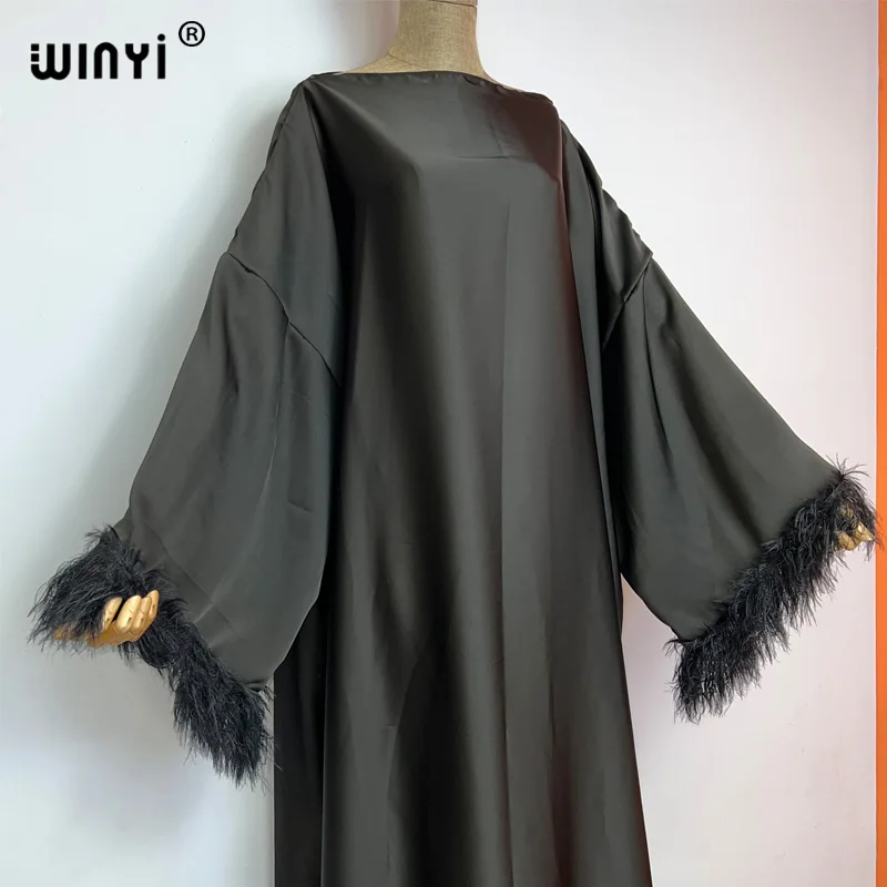 WINYI nuovo colore puro di alta qualità vestito confortevole donne musulmane abito lungo moda Abaya copertura completa abito Ramadan kuwait caftano