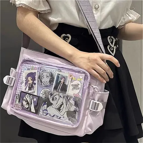 여성용 투명 엽서 디스플레이 숄더 배지, DIY 장식 크로스 바디 백, 애니메이션 엑스포 클래스 토트 이타백, 일본 스타일, 신제품