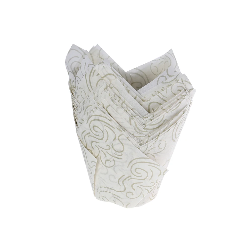

150Pcs Oil Proof Paper Cake Cups Tulip Flame Shape Cupcake Wrappers Baking Liners Wedding Birthday Party Muffin Cups