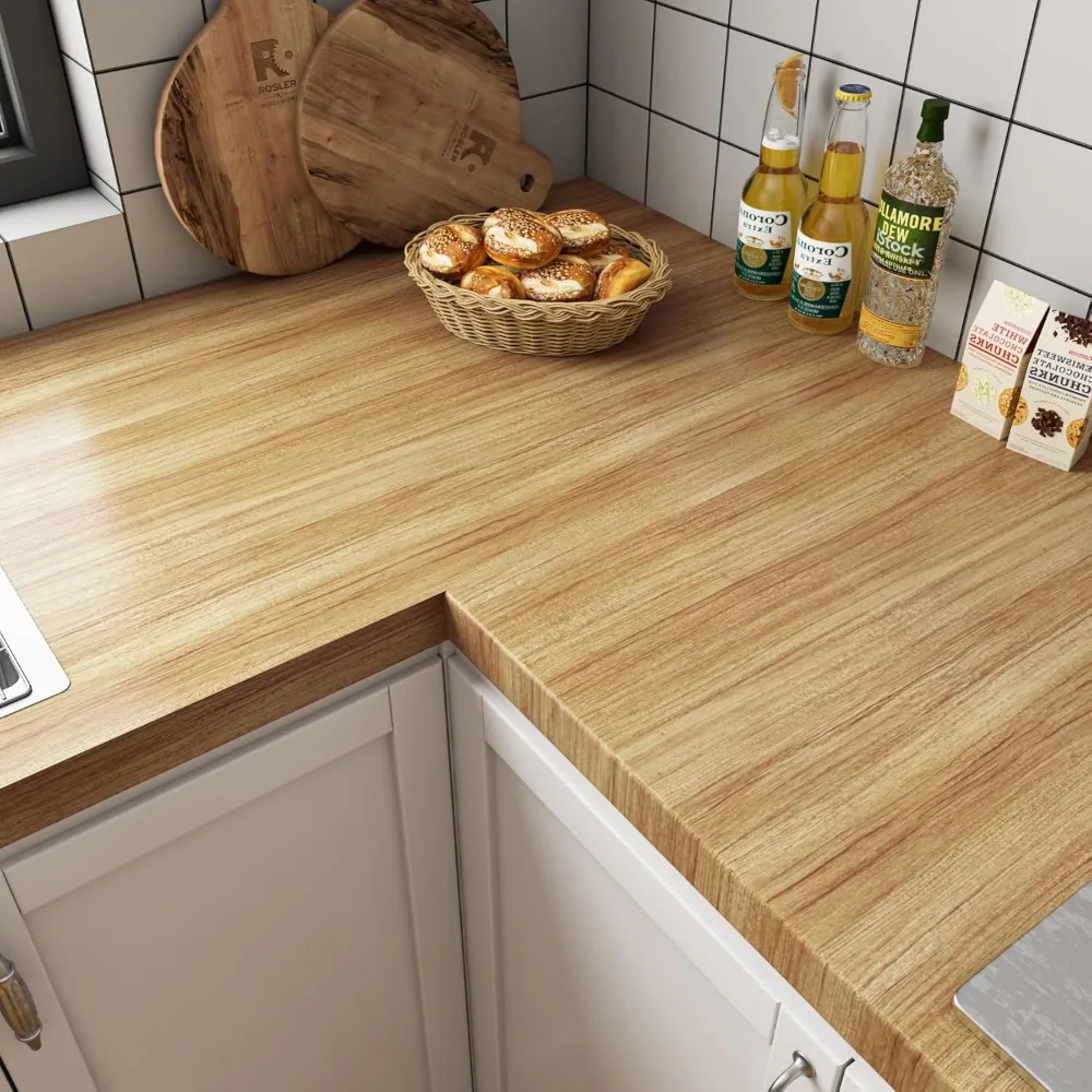 ورق اتصال سميك من خشب القيقب مقاس 160 × 36 بوصة ورق حائط بني قابل للتقشير واللصق على سطح الطاولة