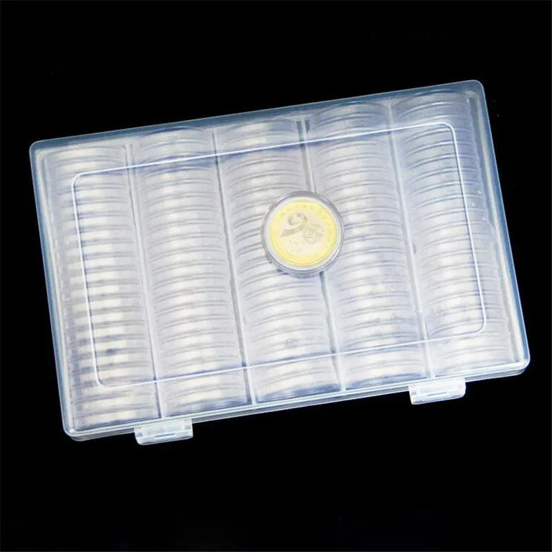 100 sztuk etui na monety kapsułki wyczyść Case Box na kolekcja monet Protector 20/25/27/30mm pamiątkowa moneta kolekcja monet Box