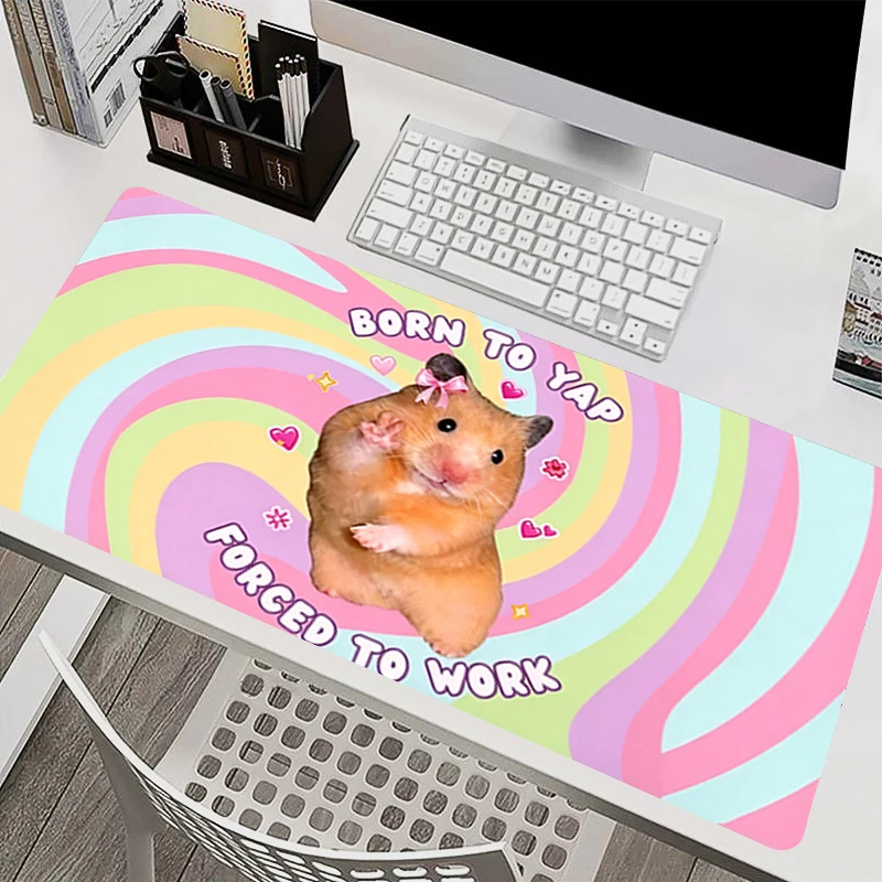 Gaming Extended Mouse Pad Big Size Laptop Desk Mat Cute Cartoon Hamster Keyboard Pad Gamer Non-Slip Mousepad Computer Mousepad