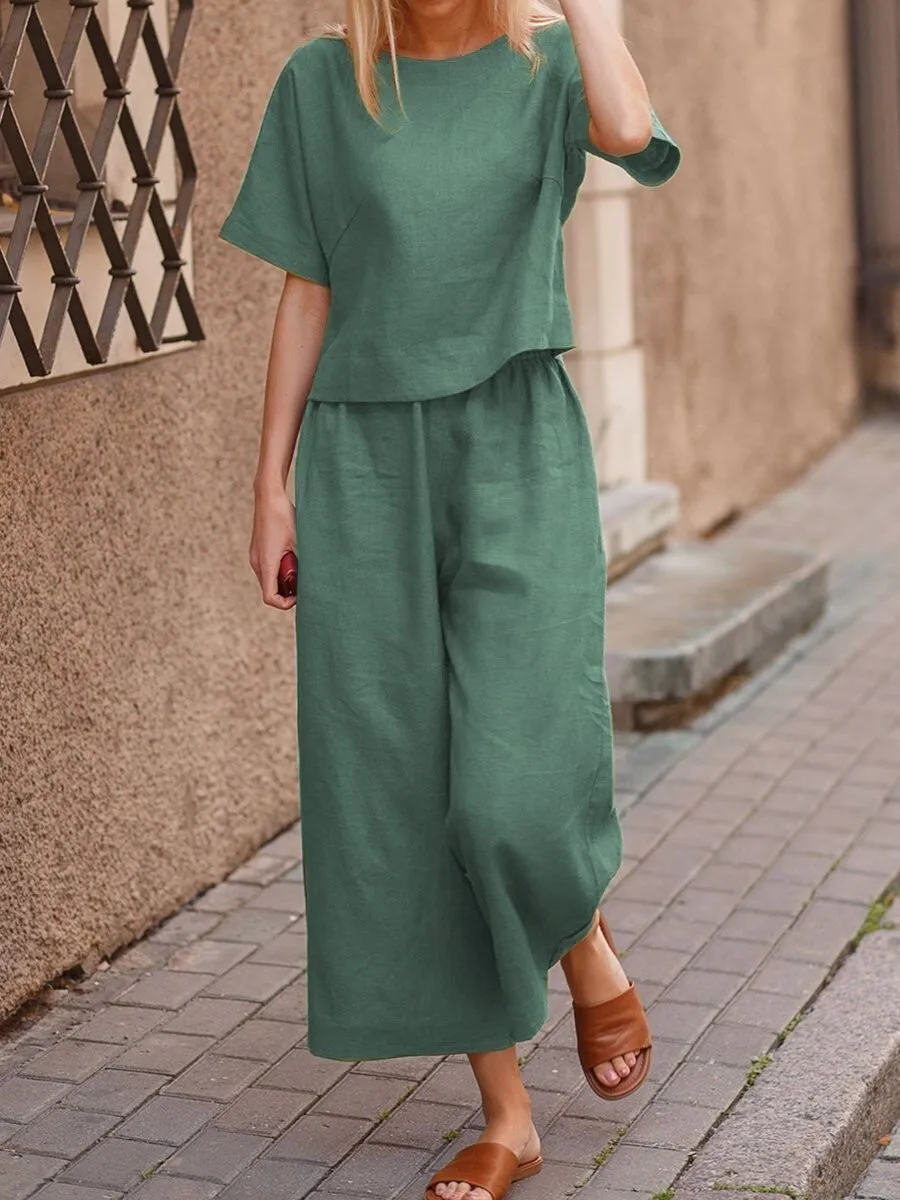 Свободный цвет ort Sve irt And Pants Set Женский модный летний хлопковый ансамбль Повседневная рабочая одежда Студенческий orm