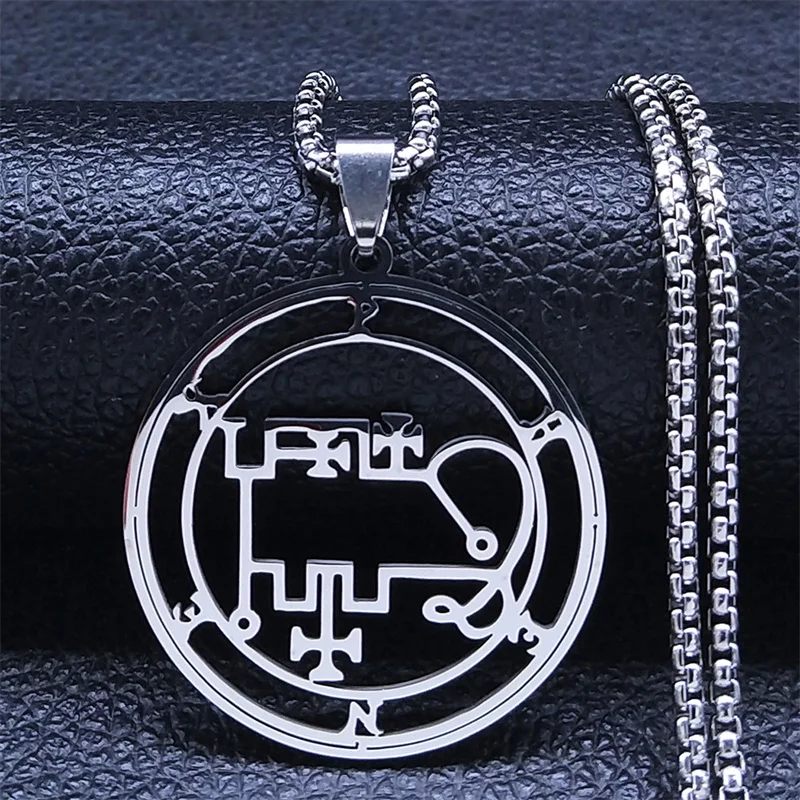 PHENEX Dämonen von Goetia Sigils Halskette Frauen Männer Gothic Edelstahl Hohl Silber Farbe Anhänger Halsketten Schmuck N8047S03 – Detail 4