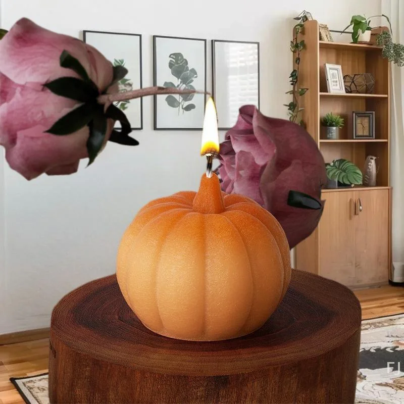 [YU]3D Pumpkin Silicone Mold For Scented Candle Easy Demold Halloween Resin Moulds Thanksgiving Gifts