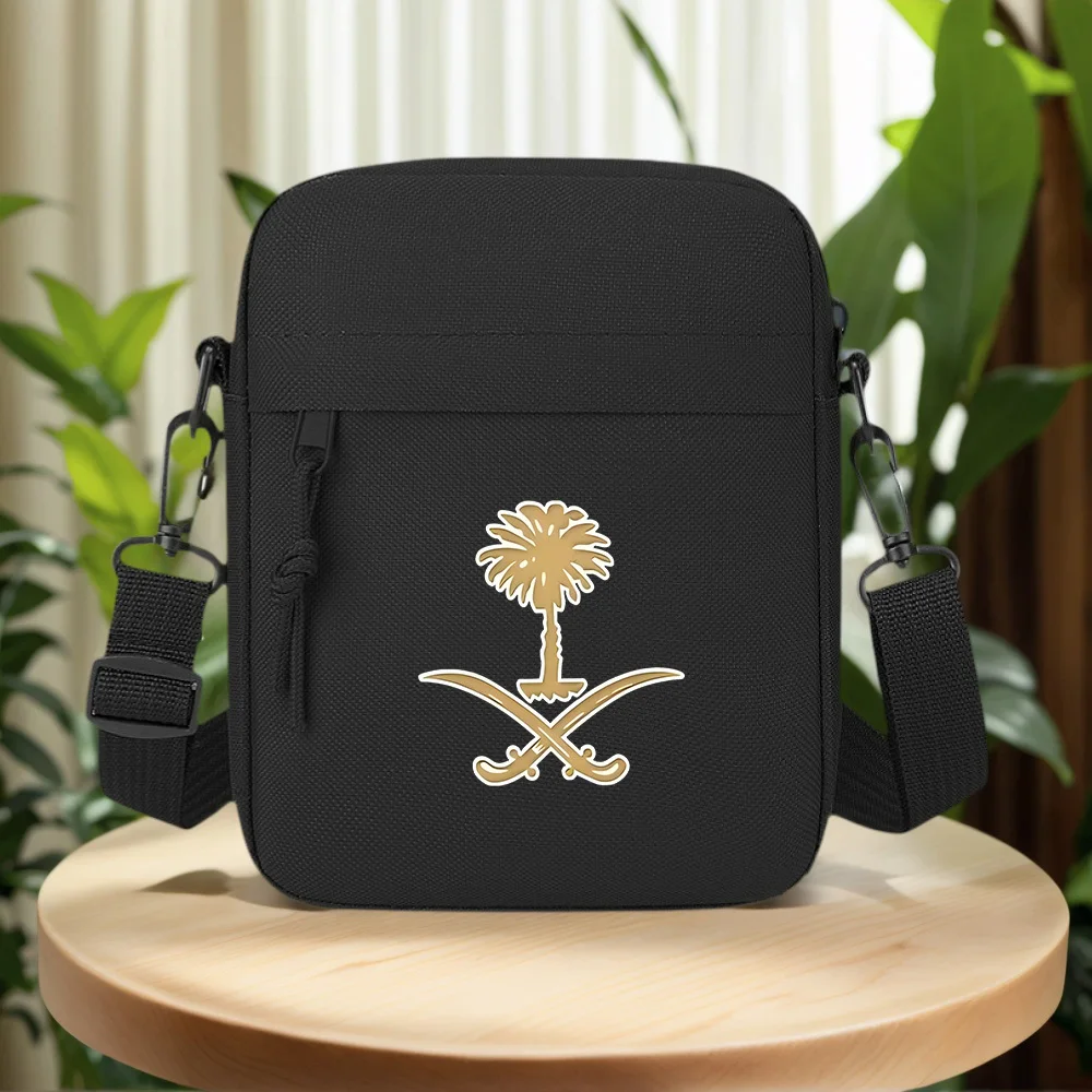 Palm tree and crossed swords symbol Men Crossbody Bag Single Shoulder Women Cartoon Anime Film Printing Design Unisex