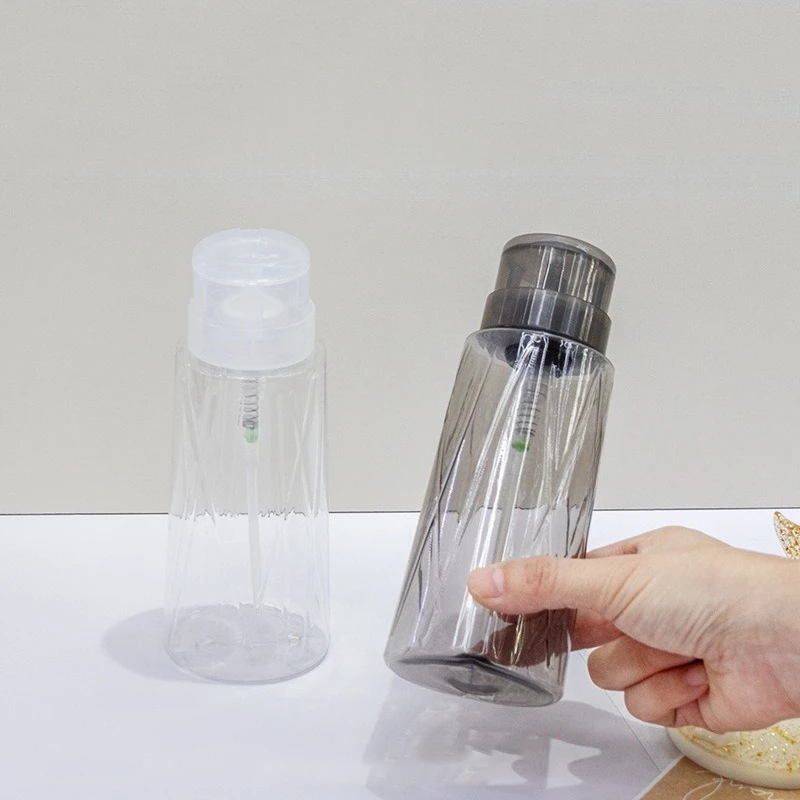 200/60ML Lockable Empty Pump Dispenser Refillable Bottle Nail Polish Makeup Remover Manicure Cleaner Container Press Bottle