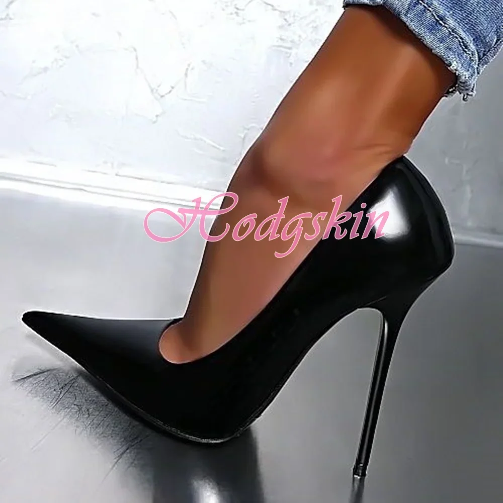 

Super Pointy Toe Pumps Women Sexy Shoes Shallow Solid Patent Stiletto Heels 12cm High Big Size Pumps Spring Party Wedding Shoes